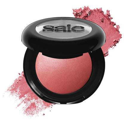 Saie Blush & Brush Duo - SuperSuede Baked Blush in Mia (.01 oz) & Powder Blush Brush - Talc-Free, Moisturizing Blush with Vegan, Fluffy Brush for Seamless Application - dailyvitalstore