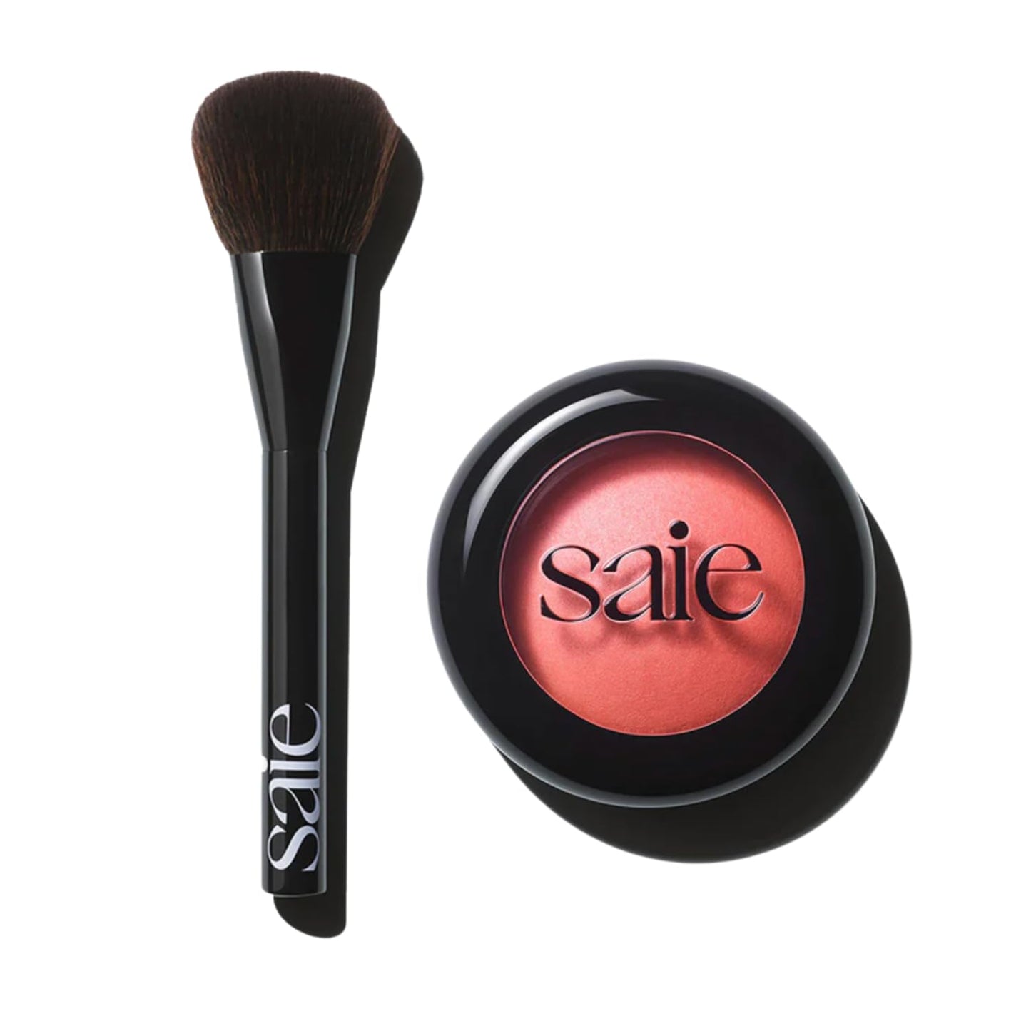 Saie Blush & Brush Duo - SuperSuede Baked Blush in Stella (.01 oz) & Powder Blush Brush - Talc-Free, Moisturizing Blush with Vegan, Fluffy Brush for Seamless Application - dailyvitalstore