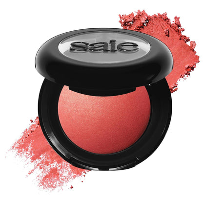 Saie Blush & Brush Duo - SuperSuede Baked Blush in Stella (.01 oz) & Powder Blush Brush - Talc-Free, Moisturizing Blush with Vegan, Fluffy Brush for Seamless Application - dailyvitalstore