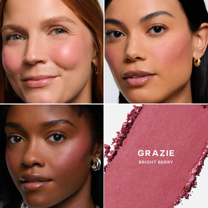 Saie Cheek Flush Duo - Dew Liquid Blush (.40 oz, Dreamy), SuperSuede Baked Powder Blush (.01 oz, Grazie) - Layerable, Skin-Nourishing Blushes for a Seamless Radiant Finish - dailyvitalstore