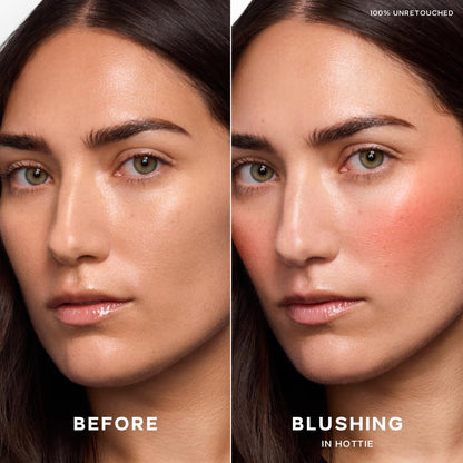 Saie Cheek Flush Duo - Dew Liquid Blush (.40 oz, Hottie), SuperSuede Baked Powder Blush (.01 oz, Stella) - Layerable, Skin-Nourishing Blushes for a Seamless Radiant Finish - dailyvitalstore