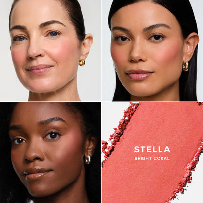 Saie Cheek Flush Duo - Dew Liquid Blush (.40 oz, Hottie), SuperSuede Baked Powder Blush (.01 oz, Stella) - Layerable, Skin-Nourishing Blushes for a Seamless Radiant Finish - dailyvitalstore