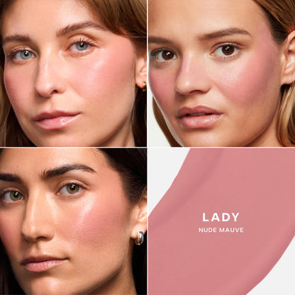 Saie Cheek Flush Duo - Dew Liquid Blush (.40 oz, Lady), SuperSuede Baked Powder Blush (.01 oz, Mia) - Layerable, Skin-Nourishing Blushes for a Seamless Radiant Finish - dailyvitalstore