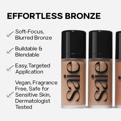 Saie Dew Bronze - Hydrating Liquid Bronzer Stick For a Sun Kissed Glow - Liquid Contour Stick Infused with Nourishing Skin Care Ingredients - Sculpted Face Makeup Essential - Sand (0.4 oz) - dailyvitalstore
