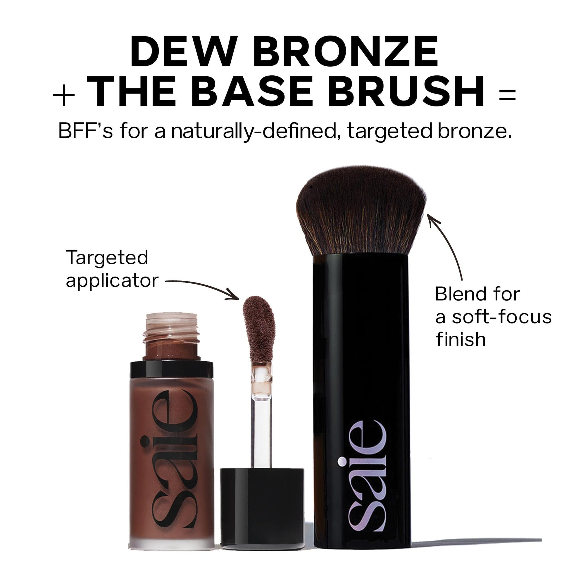 Saie Dew Bronze - Hydrating Liquid Bronzer Stick For a Sun Kissed Glow - Liquid Contour Stick Infused with Nourishing Skin Care Ingredients - Sculpted Face Makeup Essential - Sand (0.4 oz) - dailyvitalstore