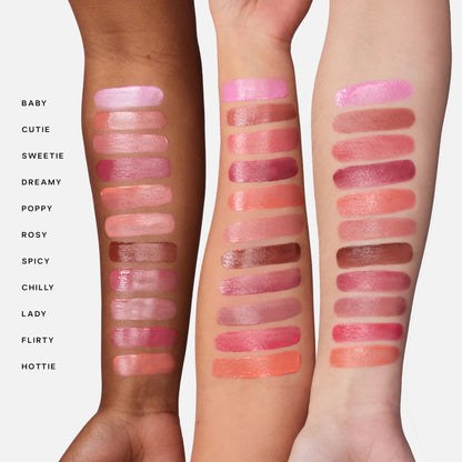 Saie Dewy Glow Duo - Dew Liquid Blush - (.40 oz, Flirty), Glossybounce Lip Gloss-Oil Hybrid (.17 oz, Burst) - Hydrating, Vegan Makeup for Radiant Cheeks & Lips - dailyvitalstore
