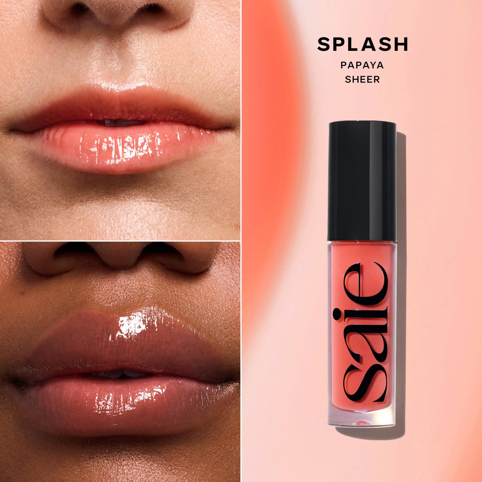 Saie Dewy Glow Duo - Dew Liquid Blush - (.40 oz, Hottie), Glossybounce Lip Gloss-Oil Hybrid (.17 oz, Splash) - Hydrating, Vegan Makeup for Radiant Cheeks & Lips - dailyvitalstore