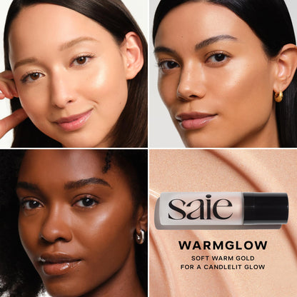 Saie Dewy Glow Duo - Dew Liquid Blush Lady (.40 oz), Mini Glowy Super Gel Warmglow (.5 oz) - Radiant Cheek Tint & Illuminating Primer for a Natural, Lit-From-Within Finish - dailyvitalstore