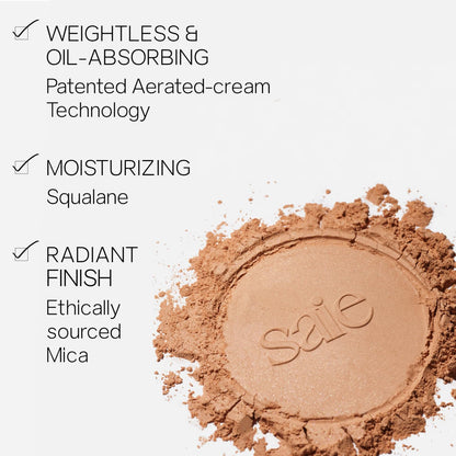 Saie Face Powder Duo, Medium - The Fluffy Brush, Soft, Multi-Use Targeted Powder Brush With Tapered Tip & Airset Radiant Loose Setting Powder, Translucent Medium (0.14 oz) - Vegan, Cruelty-Fee - dailyvitalstore