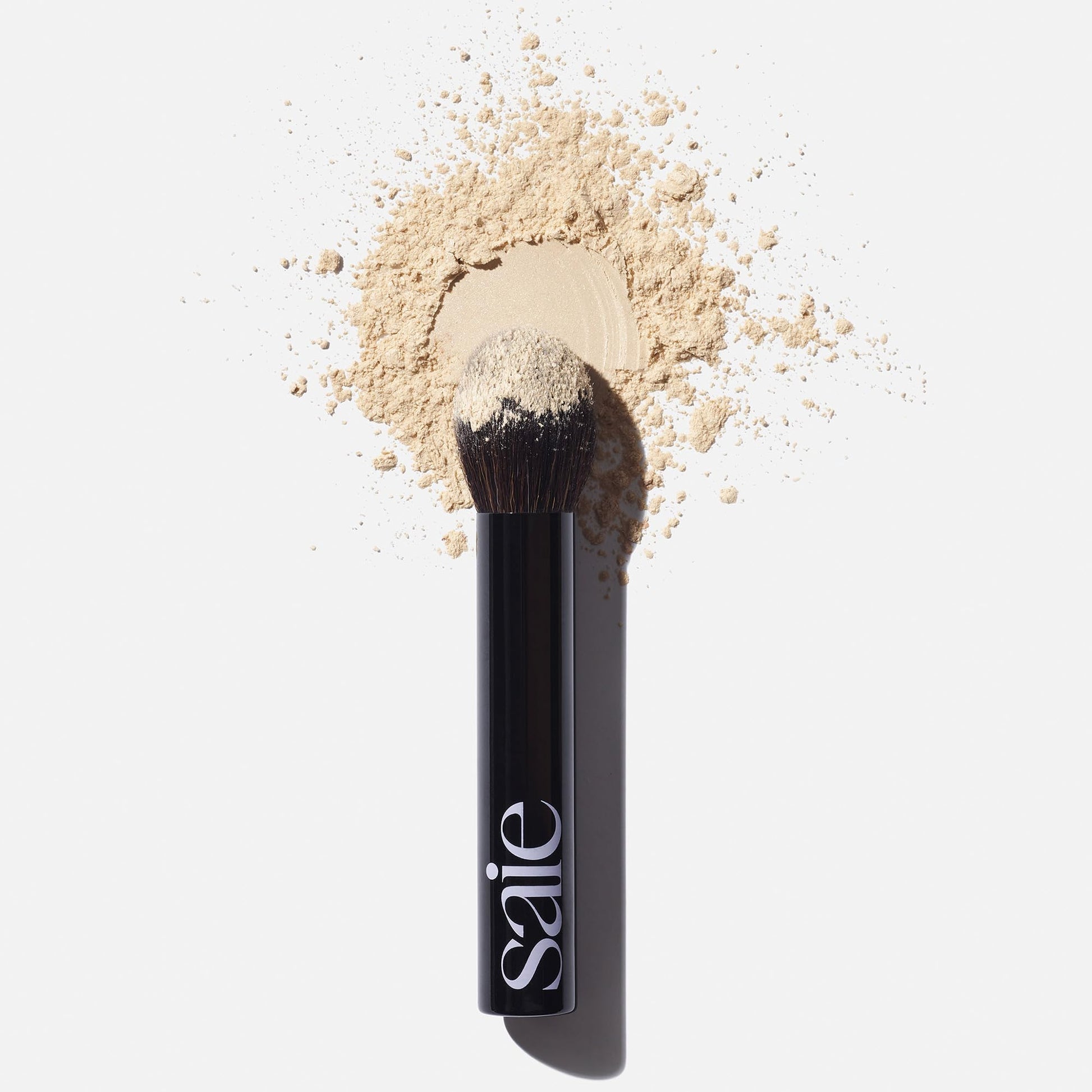 Saie Face Powder Duo, Medium - The Fluffy Brush, Soft, Multi-Use Targeted Powder Brush With Tapered Tip & Airset Radiant Loose Setting Powder, Translucent Medium (0.14 oz) - Vegan, Cruelty-Fee - dailyvitalstore