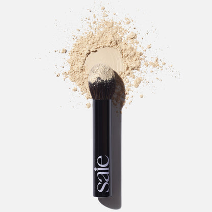 Saie Face Powder Duo, Medium - The Fluffy Brush, Soft, Multi-Use Targeted Powder Brush With Tapered Tip & Airset Radiant Loose Setting Powder, Translucent Medium (0.14 oz) - Vegan, Cruelty-Fee - dailyvitalstore