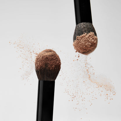Saie Face Powder Duo, Medium - The Fluffy Brush, Soft, Multi-Use Targeted Powder Brush With Tapered Tip & Airset Radiant Loose Setting Powder, Translucent Medium (0.14 oz) - Vegan, Cruelty-Fee - dailyvitalstore