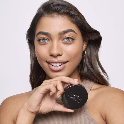 Saie Face Powder Duo, Medium - The Fluffy Brush, Soft, Multi-Use Targeted Powder Brush With Tapered Tip & Airset Radiant Loose Setting Powder, Translucent Medium (0.14 oz) - Vegan, Cruelty-Fee - dailyvitalstore
