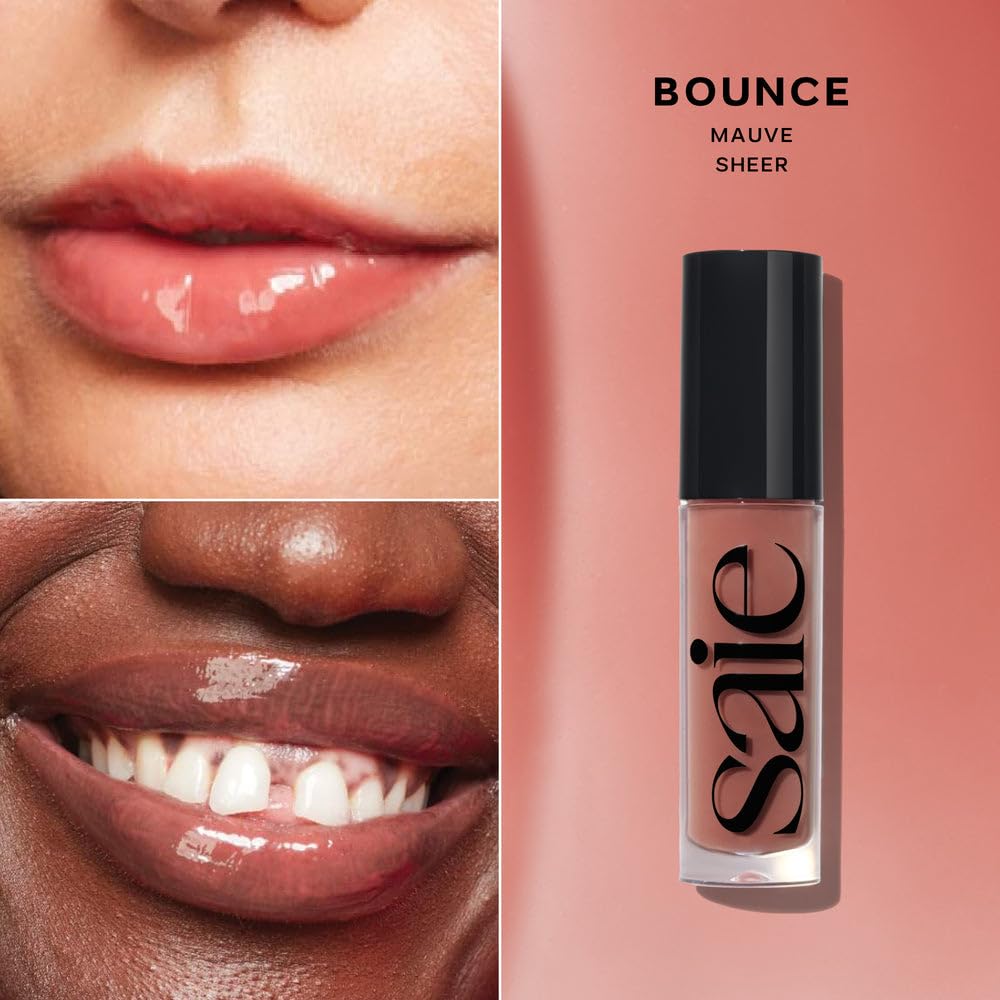 Saie Glossybounce High-Shine Hydrating Lip Gloss Oil - Sheer Tinted Lip Oil with Hyaluronic Acid + Jojoba Oil for Long-Lasting Moisture (.17 oz) (Disco + Bounce) - dailyvitalstore