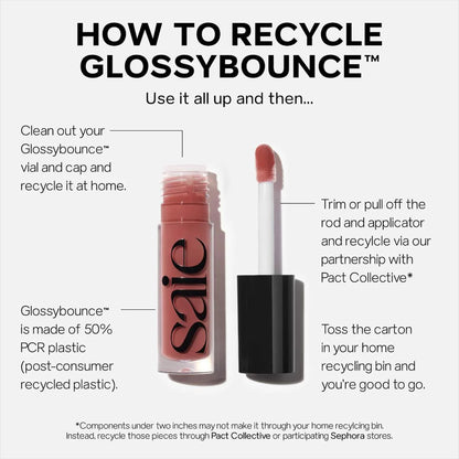 Saie Glossybounce High-Shine Hydrating Lip Gloss Oil - Sheer Tinted Lip Oil with Hyaluronic Acid + Jojoba Oil for Long-Lasting Moisture (.17 oz) (Disco + Bounce) - dailyvitalstore