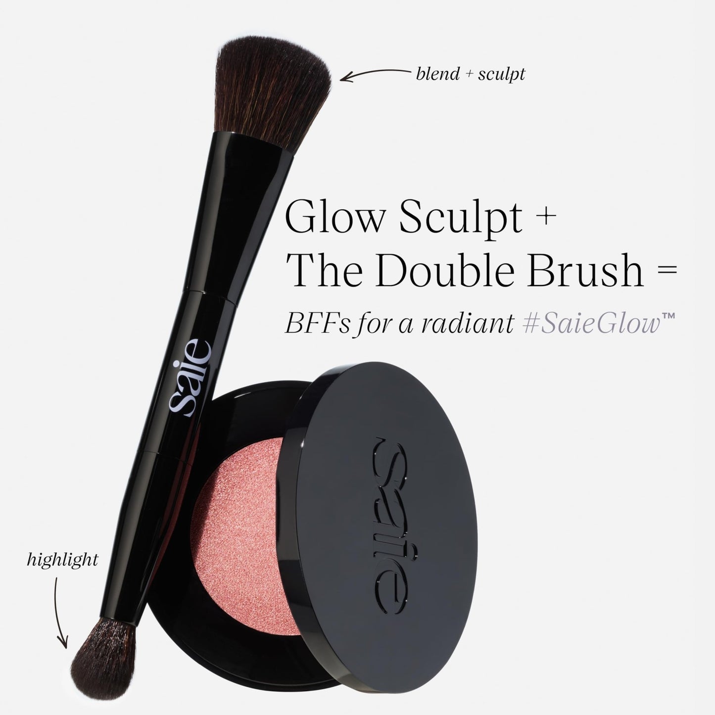 Saie Glow Sculpt Multi-Use Highlighter + Cream Blush - Lightweight Highlighter Makeup with Hyaluronic Acid + Micropearl for Radiant, Glowing Skin - Mauveglow (.02 oz) - dailyvitalstore