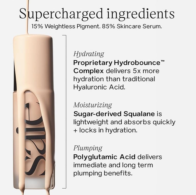 Saie Glowy Super Skin Tint Liquid Foundation - Weightless + Dewy Foundation with Lightweight Medium Coverage - Hydrating Face Makeup + Skin Care Serum Hybrid with Hyaluronic Acid - Shade 11 (1.01 oz) - dailyvitalstore