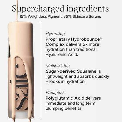 Saie Glowy Super Skin Tint Liquid Foundation - Weightless + Dewy Foundation with Lightweight Medium Coverage - Hydrating Face Makeup + Skin Care Serum Hybrid with Hyaluronic Acid - Shade 11 (1.01 oz) - dailyvitalstore