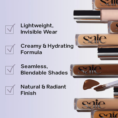 Saie Hydrabeam Under Eye Brightener - Sheer + Hydrating Concealer with Glycerin, Squalane + Cucumber Extract - Brightening Under Eye Concealer + Corrector for Even, Glowing Skin - Shade 6 (0.2 oz) - dailyvitalstore