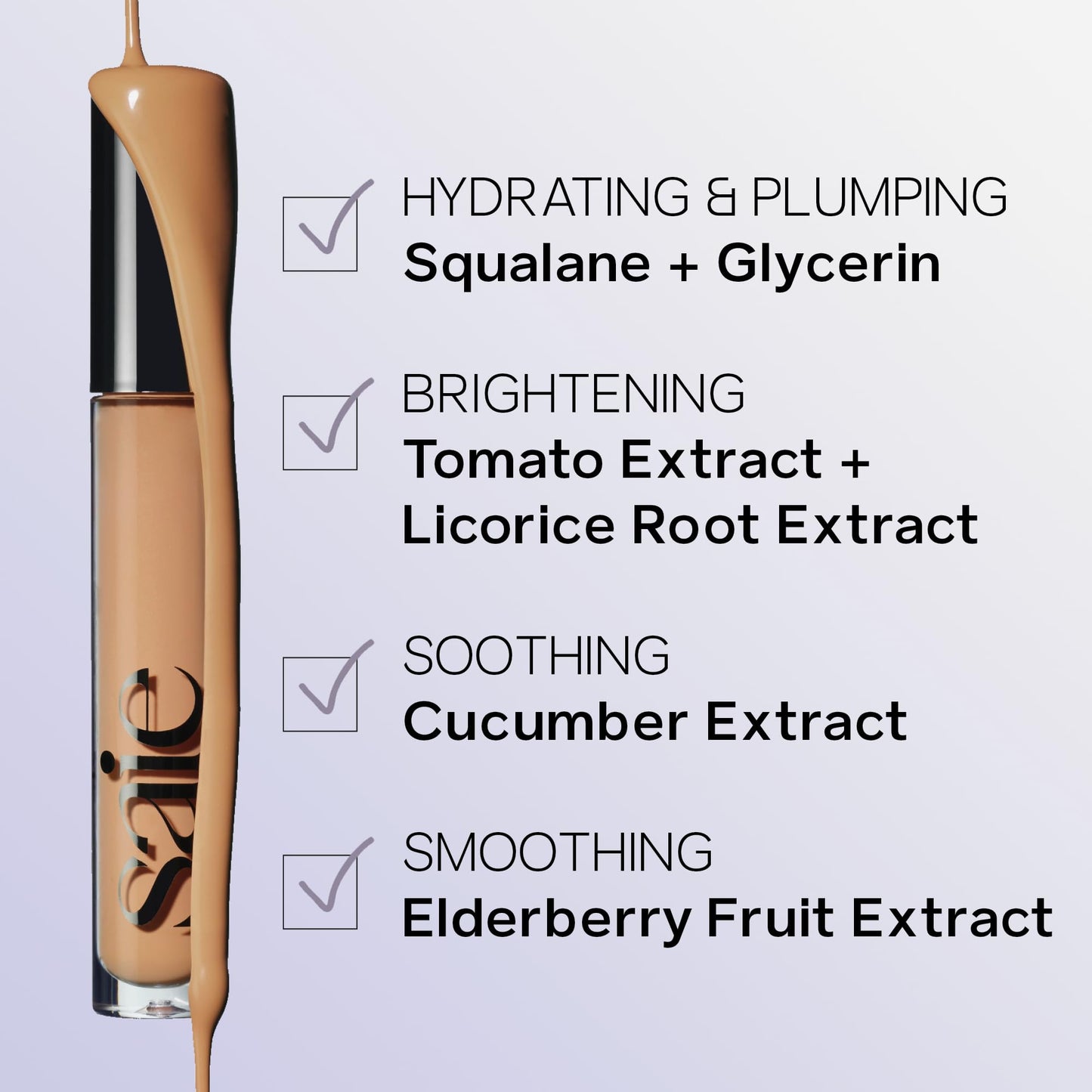 Saie Hydrabeam Under Eye Brightener - Sheer + Hydrating Concealer with Glycerin, Squalane + Cucumber Extract - Brightening Under Eye Concealer + Corrector for Even, Glowing Skin - Shade 6 (0.2 oz) - dailyvitalstore