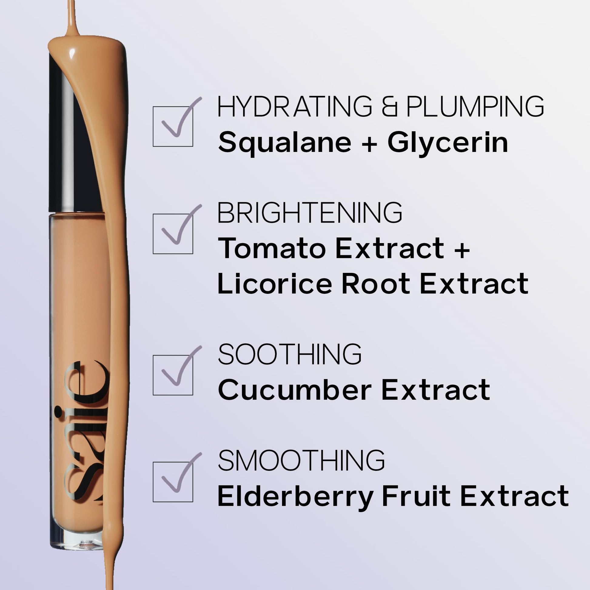 Saie Hydrabeam Under Eye Brightener - Sheer + Hydrating Concealer with Glycerin, Squalane + Cucumber Extract - Brightening Under Eye Concealer + Corrector for Even, Glowing Skin - Shade 6 (0.2 oz) - dailyvitalstore