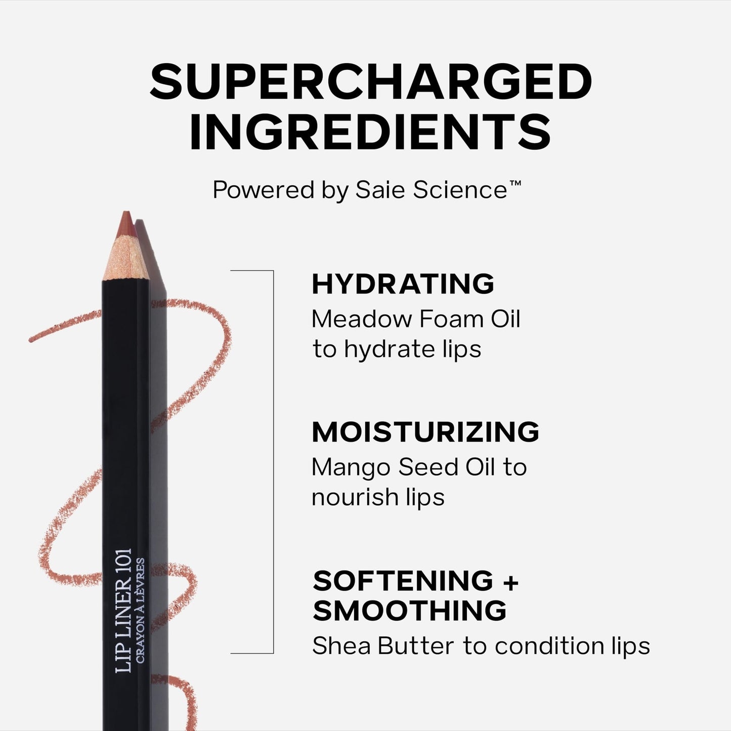 Saie Lip Liner 101 - Lip Pencil Made with a Creamy, Soft Matte Formula for a Naturally Framed or Fully Filled Look - Supercharged with Shea Butter & Jojoba Oil - Tease (.05 oz) - dailyvitalstore