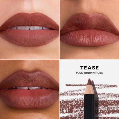 Saie Lip Liner 101 - Lip Pencil Made with a Creamy, Soft Matte Formula for a Naturally Framed or Fully Filled Look - Supercharged with Shea Butter & Jojoba Oil - Tease (.05 oz) - dailyvitalstore