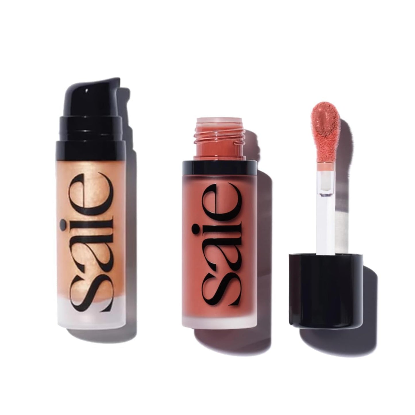 Saie Mini Glowy Super Gel Lightweight llluminator & Makeup Primer - Sunglow (0.5 oz) + Dew Blush - Lightweight Liquid Blush with a Blendable + Buildable Cream Finish - Cutie (.40 oz) - dailyvitalstore