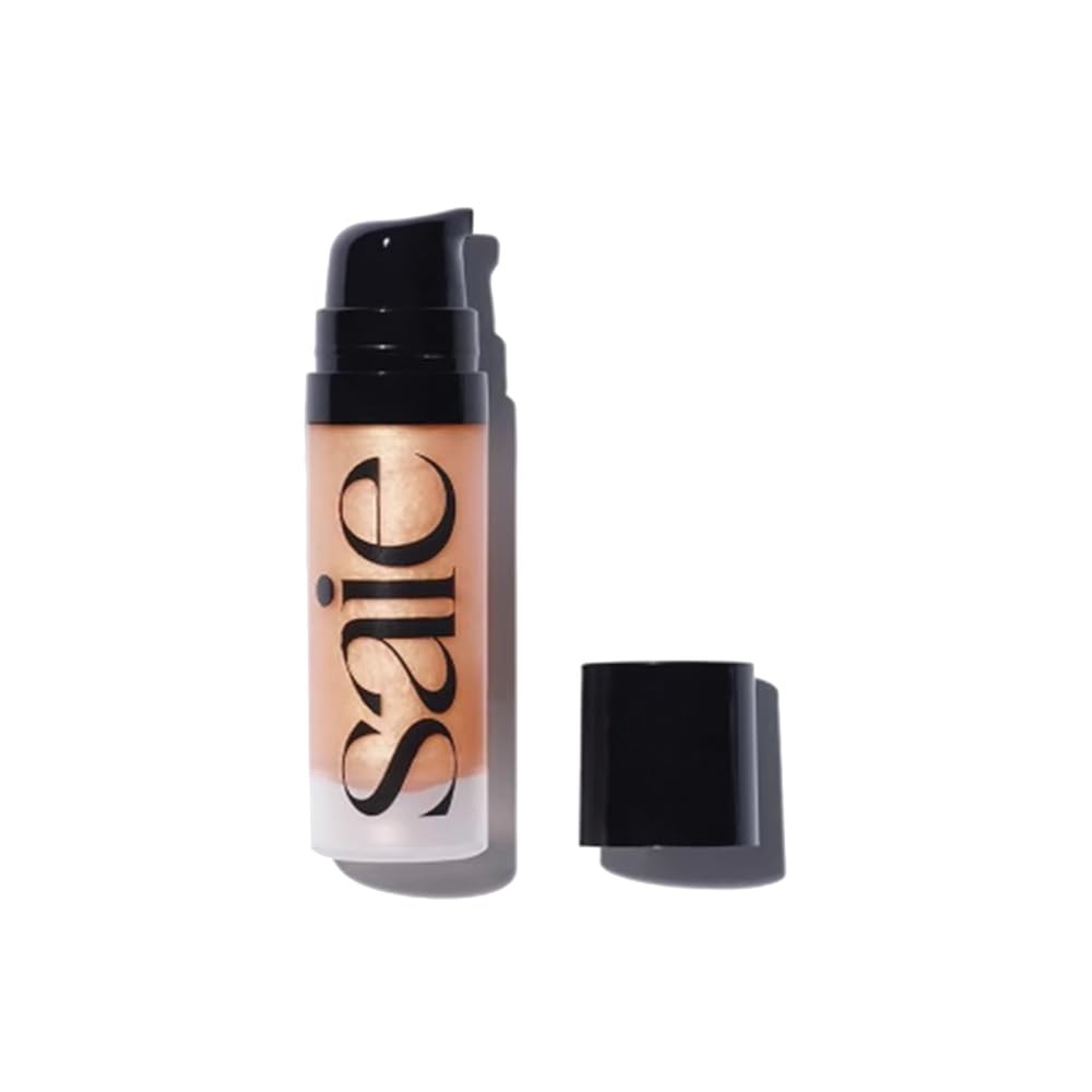 Saie Mini Glowy Super Gel Lightweight llluminator & Makeup Primer - Sunglow (0.5 oz) + Dew Blush - Lightweight Liquid Blush with a Blendable + Buildable Cream Finish - Cutie (.40 oz) - dailyvitalstore