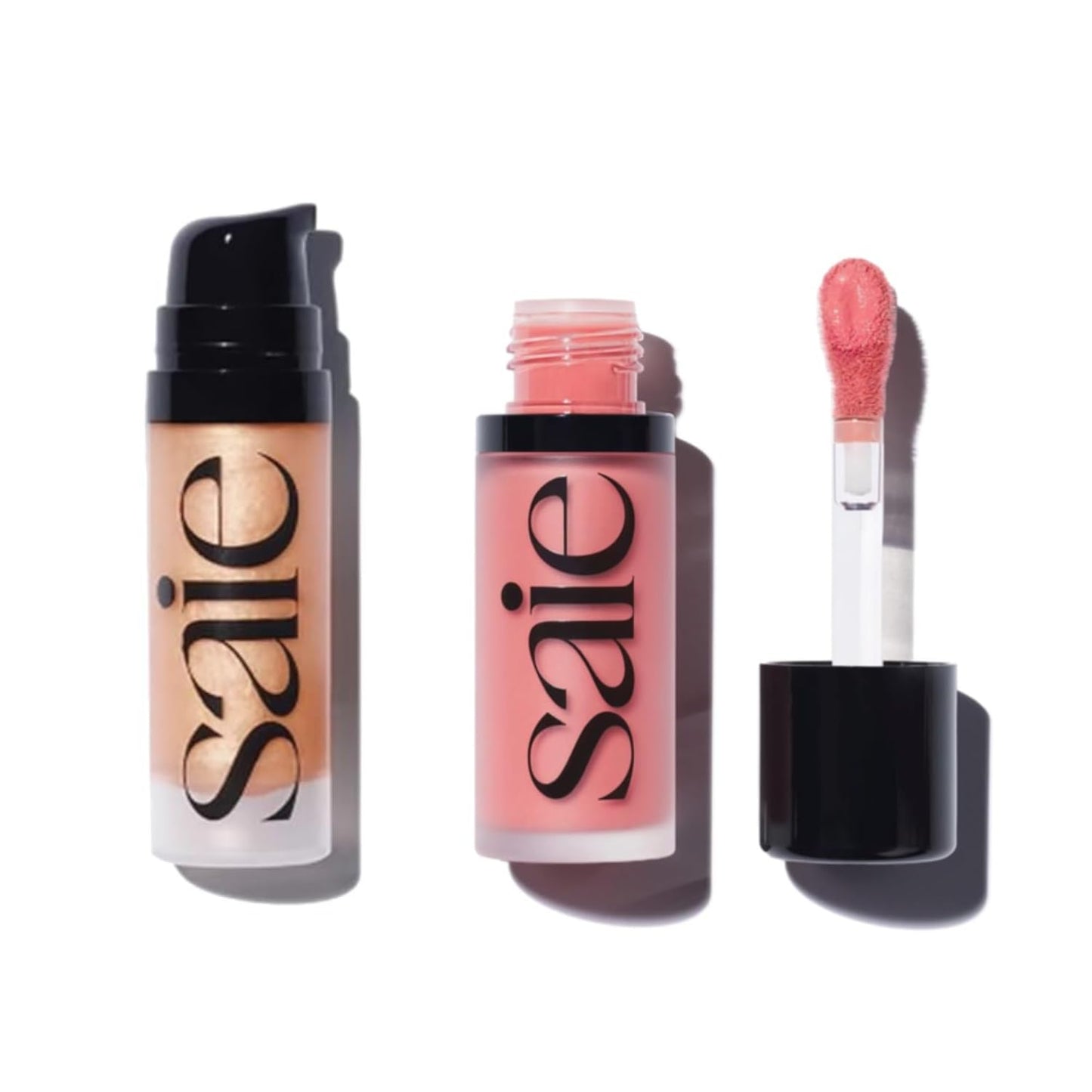 Saie Mini Glowy Super Gel Lightweight llluminator & Makeup Primer - Sunglow (0.5 oz) + Dew Blush - Lightweight Liquid Blush with a Blendable + Buildable Cream Finish - Sweetie (.40 oz) - dailyvitalstore