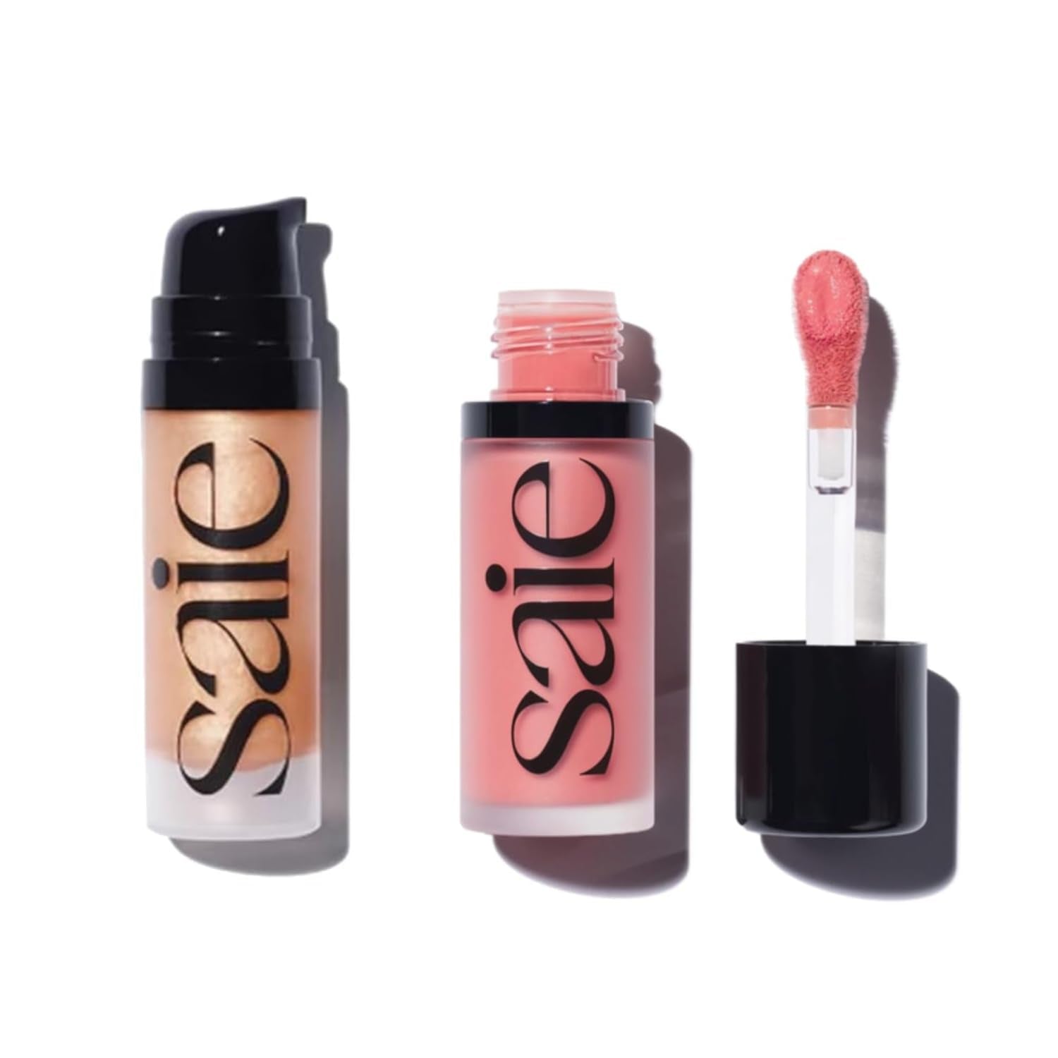 Saie Mini Glowy Super Gel Lightweight llluminator & Makeup Primer - Sunglow (0.5 oz) + Dew Blush - Lightweight Liquid Blush with a Blendable + Buildable Cream Finish - Sweetie (.40 oz) - dailyvitalstore
