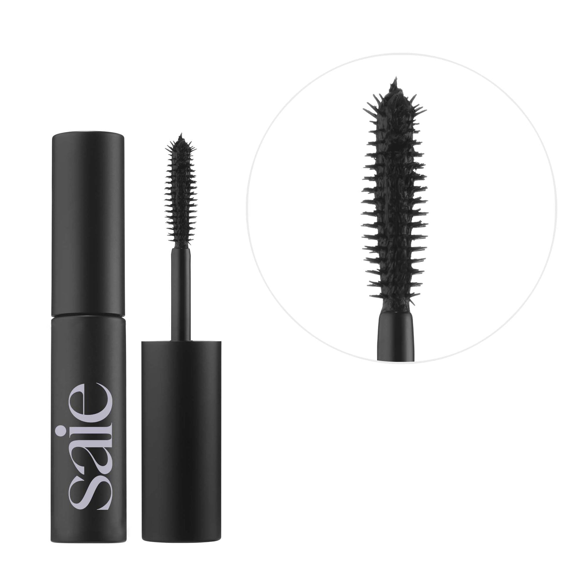 Saie Mini Mascara 101 - Lash Lengthening Mascara for Thick, Bold, Lifted Lashes - Buildable Eye Makeup Formulated to Strengthen and Condition with Rich Nutrients - Black (0.17 oz) - dailyvitalstore