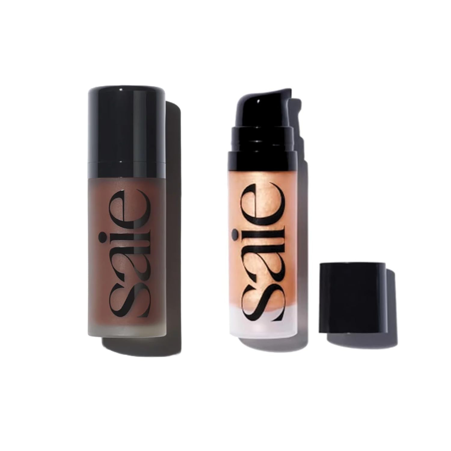 Saie Radiant Glow Duo - Dew Bronze Soft-Focus Liquid Bronzer in Sail (0.4 oz) & Mini Glowy Super Gel Lightweight Illuminator in Sunglow (0.5 oz), Hydrating Makeup Essentials for a Sun-Kissed Glow - dailyvitalstore