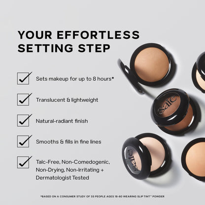 Saie Slip Tint Baked Setting Powder - Translucent Powder for Face Makeup with a Natural-Radiant Finish - Blurs, Brightens & Smooths Complexion - Translucent 2 - Light to Medium (0.24 oz) - dailyvitalstore