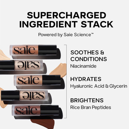 Saie Slip Tint Radiant Cream Concealer & All-Over Face Makeup - Concealer for Dark Circles, Redness & Blemishes - Lightweight Makeup Made with Hydrating Hyaluronic Acid - Shade 6 (0.17 oz) - dailyvitalstore
