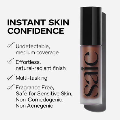 Saie Slip Tint Radiant Cream Concealer & All-Over Face Makeup - Concealer for Dark Circles, Redness & Blemishes - Lightweight Makeup Made with Hydrating Hyaluronic Acid - Shade 6 (0.17 oz) - dailyvitalstore