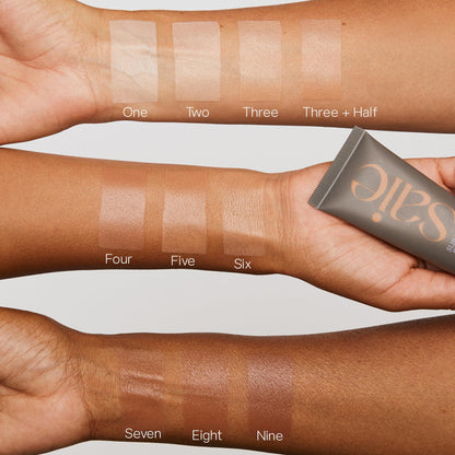 Saie Slip Tint Tinted Moisturizer with SPF 35 - Light Coverage, Glowy Skin Tint & Mineral Sunscreen for Face with Hydrating Hyaluronic Acid - Summer Makeup Essential - Shade Three (1.35 oz) - dailyvitalstore