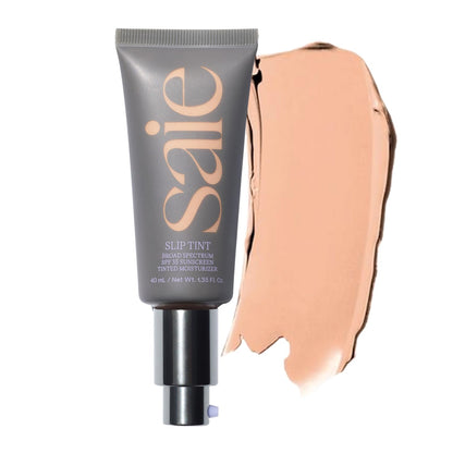 Saie Slip Tint Tinted Moisturizer with SPF 35 - Light Coverage, Glowy Skin Tint & Mineral Sunscreen for Face with Hydrating Hyaluronic Acid - Summer Makeup Essential - Shade Three + Half (1.35 oz) - dailyvitalstore