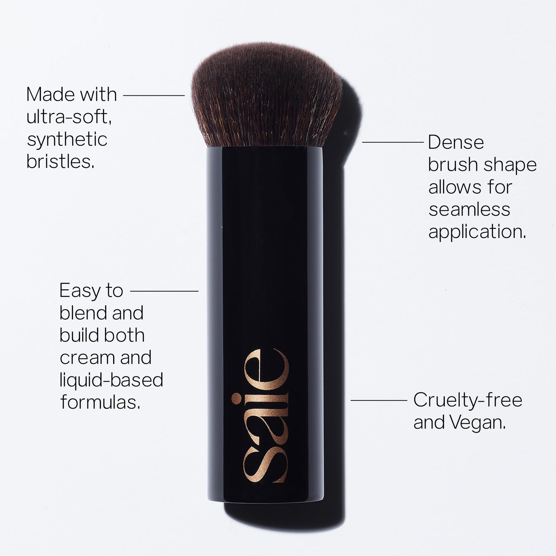 Saie Sun Melt Duo - The Big Brush - Soft, Multi-Use Liquid + Cream Makeup Brush With Synthetic Bristles Bundled With Sun Melt Bronzer in Tan Bronze - Buildable Cream Contour with Velvet Finish (1 oz) - dailyvitalstore