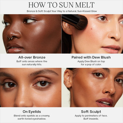 Saie Sun Melt Duo - The Big Brush - Soft, Multi-Use Liquid + Cream Makeup Brush With Synthetic Bristles Bundled With Sun Melt Bronzer in Tan Bronze - Buildable Cream Contour with Velvet Finish (1 oz) - dailyvitalstore