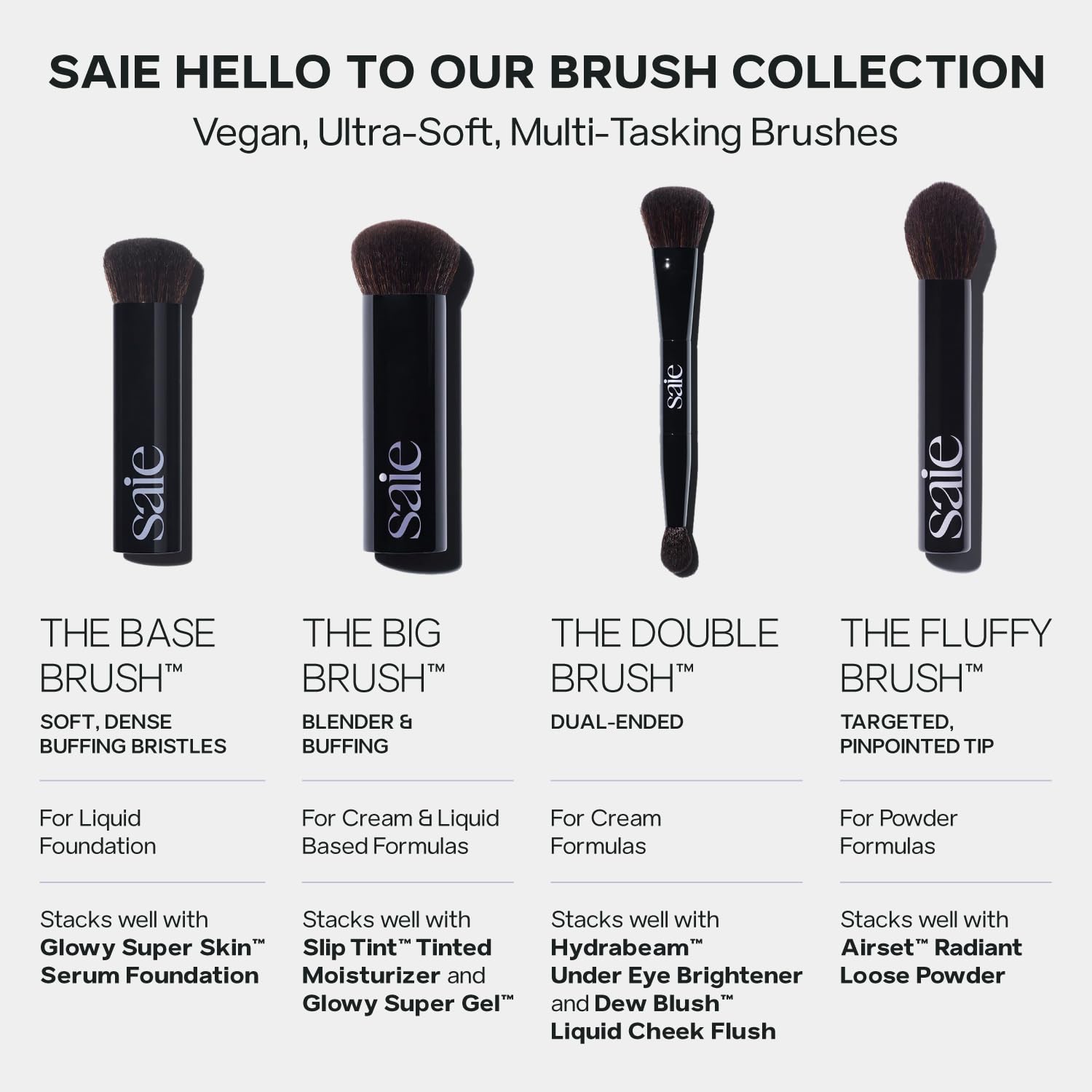 Saie Sun Melt Duo - The Big Brush - Soft, Multi-Use Liquid + Cream Makeup Brush With Synthetic Bristles Bundled With Sun Melt Bronzer in Tan Bronze - Buildable Cream Contour with Velvet Finish (1 oz) - dailyvitalstore