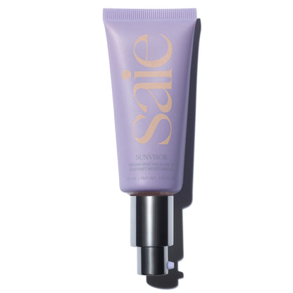 Saie Sunvisor Broad Spectrum Sunscreen Moisturizer SPF 35 - Hydrating Daily Face Sunscreen with 100% Sheer Mineral Zinc Oxide, Hyaluronic Acid + Vitamin C for Radiant, Dewy Skin (1.35 fl oz) - dailyvitalstore