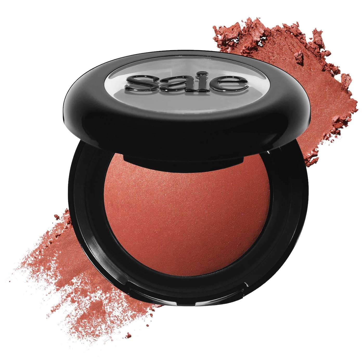 Saie SuperSuede Baked Blush - Talc-Free Powder Blush for Cheeks Infused with Hyaluronic Acid, Glycerin + Squalane - Hydrating Face Makeup for a Natural, Diffused Flush of Color - Ciao (0.1 Ounce) - dailyvitalstore