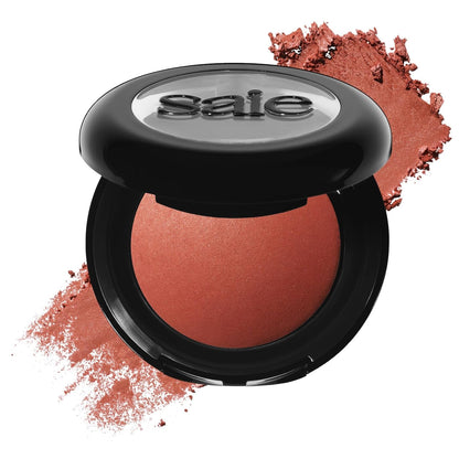 Saie SuperSuede Baked Blush - Talc-Free Powder Blush for Cheeks Infused with Hyaluronic Acid, Glycerin + Squalane - Hydrating Face Makeup for a Natural, Diffused Flush of Color - Ciao (0.1 Ounce) - dailyvitalstore