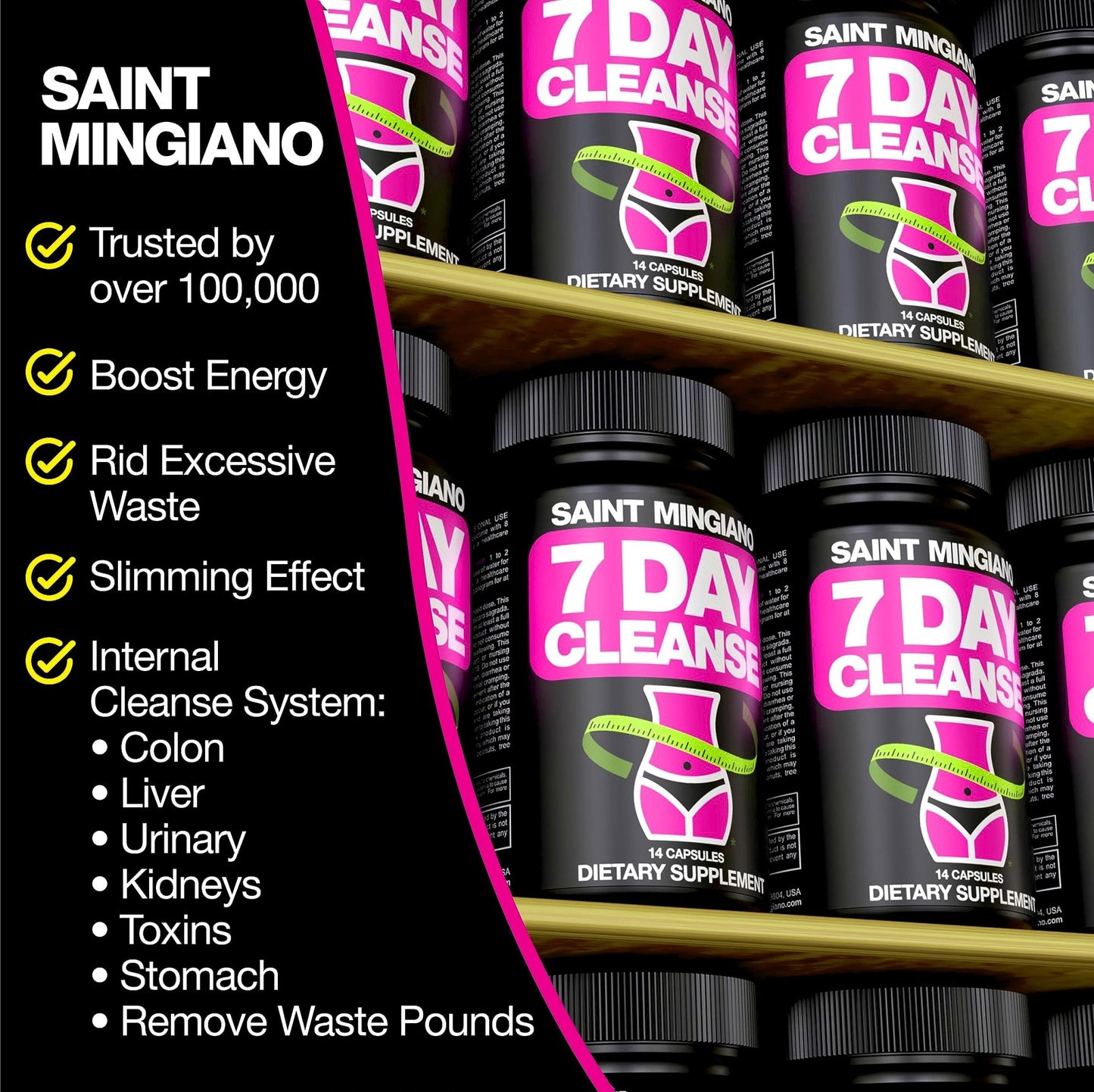 Saint Mingiano 7 Day Cleanse Program | Colon Detox with Natural Laxative for Constipation & Bloating | Extra-Strength Senna - dailyvitalstore