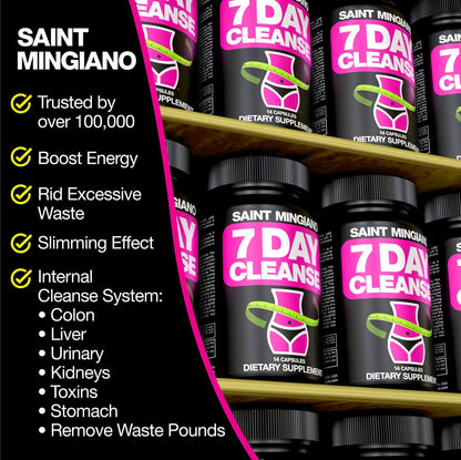 Saint Mingiano 7 Day Cleanse Program | Colon Detox with Natural Laxative for Constipation & Bloating | Extra-Strength Senna - dailyvitalstore