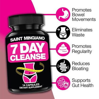 Saint Mingiano 7 Day Cleanse Program | Colon Detox with Natural Laxative for Constipation & Bloating | Extra-Strength Senna - dailyvitalstore