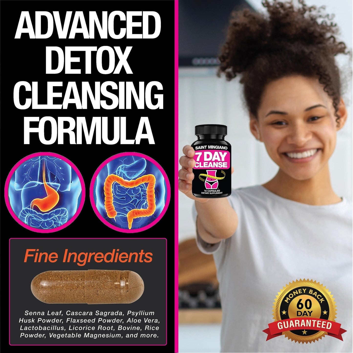 Saint Mingiano 7 Day Cleanse Program | Colon Detox with Natural Laxative for Constipation & Bloating | Extra-Strength Senna - dailyvitalstore