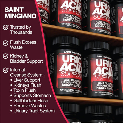 Saint Mingiano Uric Acid Flush for Gout Support -120 Capsules - Supports Kidney Cleanse Detox & Repair, Gallbladder & Urinary Tract Issues - Essential for Detox & Joint Support - Cranberry Extract - dailyvitalstore
