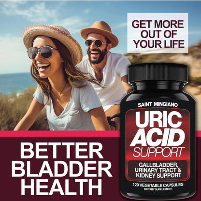 Saint Mingiano Uric Acid Flush for Gout Support -120 Capsules - Supports Kidney Cleanse Detox & Repair, Gallbladder & Urinary Tract Issues - Essential for Detox & Joint Support - Cranberry Extract - dailyvitalstore